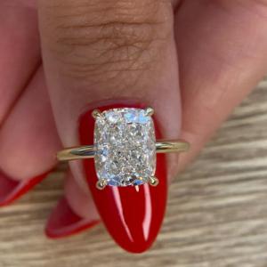 (IGI Report) - Ring - 2.00 ct. tw. Genuine Cushion Cut Diamond (Lab-grown) Solitaire 14KT Solid Gold Engagement Ring
