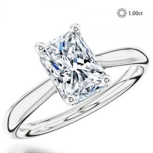 Guaranteed lowest price on Internet !- Engagement Ring - 14 kt. White gold - 1.00 ct. tw. Genuine Radiant Brilliant Cut Diamond (Lab-grown) -EX (IDeal Cut)