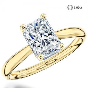 Guaranteed lowest price on Internet !- Engagement Ring - 14 kt. White gold - 1.00 ct. tw. Genuine Radiant Brilliant Cut Diamond (Lab-grown) -EX (IDeal Cut)