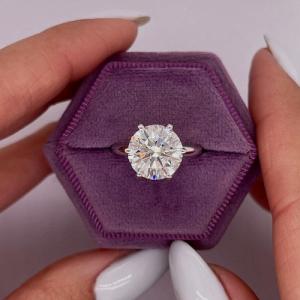 Guaranteed lowest price on Internet ! Ring - 14 kt. White gold - 4.00 ct. tw. Genuine Round Brilliant Cut Diamond (Lab-grown) -EX (IDeal Cut)