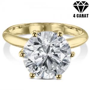 (IGI Report) - Ring - 14 kt. White gold - 4.00 ct. tw. Genuine Round Brilliant Cut Diamond (Lab-grown) -EX (IDeal Cut)