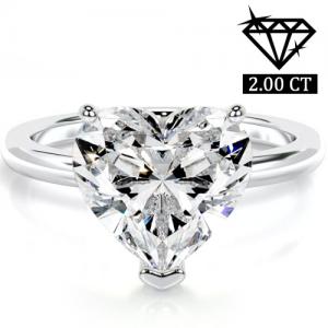 Guaranteed lowest price on Internet !- Ring - 14 kt. White gold - 2.00 ct. tw. Genuine Heart Brilliant Cut Diamond (Lab-grown) - VG Polish F VS-SI