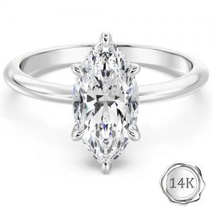 Guaranteed lowest price on Internet !- Ring - 14 kt. White gold - 1.00 ct. tw. Genuine Marquise Diamond (Lab-grown)