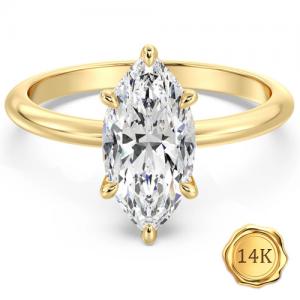 Guaranteed lowest price on Internet !- Ring - 14 kt. Yellow gold - 1.00 ct. tw. Genuine Marquise Diamond (Lab-grown)