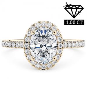 Guaranteed lowest price on Internet !- Ring - 10 kt. white gold - 1.00 ct. tw. Genuine Oval Cut Diamond (Lab-grown) - EX (IDeal Cut) D-F VS