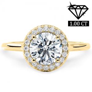 Guaranteed lowest price on Internet !- Ring - 14 kt. White gold - 1.00 ct. tw. Genuine Round Cut Diamond (Lab-grown) - EX (IDeal Cut) D-F VS