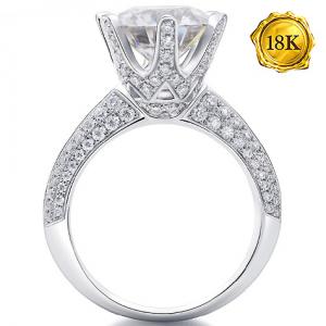 (CERTIFICATE REPORT) 3.00 CT DIAMOND MOISSANITE (HEART & ARROWS CUT/VVS) & 1/2 CT DIAMOND MOISSANITE SOLITAIRE 18KT SOLID GOLD ENGAGEMENT RING