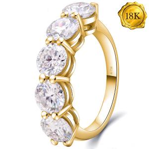 (CERTIFICATE REPORT) 2.00 CTW DIAMOND MOISSANITE (VVS) 18KT SOLID GOLD ENGAGEMENT BAND RING
