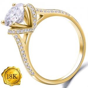 (CERTIFICATE REPORT) 1.30 CTW DIAMOND MOISSANITE (VVS) 18KT SOLID GOLD ENGAGEMENT RING