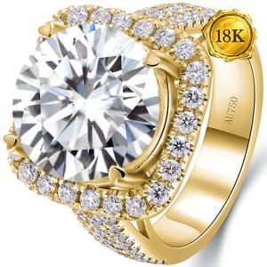 (CERTIFICATE REPORT) 5.00 CT DIAMOND MOISSANITE & 1/2 DIAMOND MOISSANITE 18KT SOLID GOLD ENGAGEMENT RING