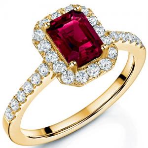 EXCLUSIVE ! 1.20 CT LAB GROWN MOZAMBIQUE RUBY & 2/5 CT LAB GROWN DIAMOND 10KT SOLID GOLD RING