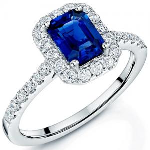 EXCLUSIVE ! 1.20 CT LAB GROWN SRI LANKA SAPPHIRE & 2/5 CT LAB GROWN DIAMOND 10KT SOLID GOLD RING