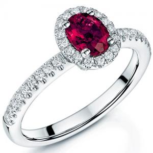 EXCLUSIVE ! 1/2 CT LAB GROWN MOZAMBIQUE RUBY & 1/4 CT GENUINE DIAMOND 10KT SOLID GOLD RING