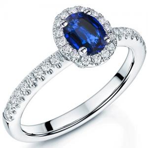 EXCLUSIVE ! 1/2 CT LAB GROWN SRI LANKA SAPPHIRE & 1/4 CT GENUINE DIAMOND 10KT SOLID GOLD RING