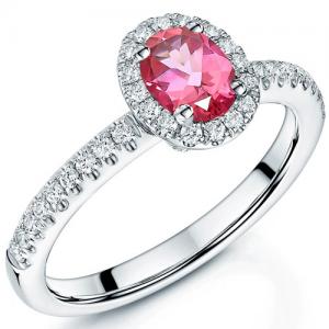 SUPERB !  1/2 CT IMPERIAL PINK TOPAZ & 1/4 CT GENUINE DIAMOND 10KT SOLID GOLD RING