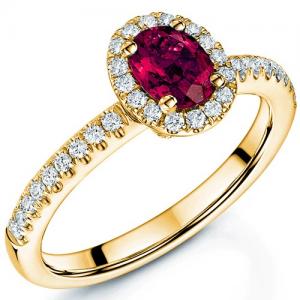 EXCLUSIVE ! 1/2 CT LAB GROWN MOZAMBIQUE RUBY & 1/4 CT GENUINE DIAMOND 10KT SOLID GOLD RING