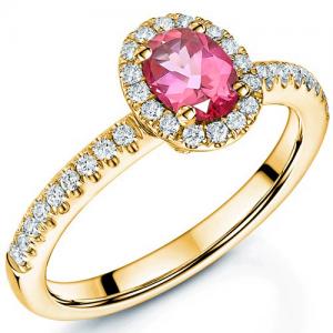 IRRESISTIBLE ! 0.50 CT PINK TOPAZ & 34PCS GENUINE DIAMOND 10KT SOLID GOLD RING