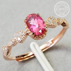 NEW! GENUINE TOURMALINE & CREATED WHITE SAPPHIRE 0.40 CT PINK TOPAZ 925 STERLING SILVER RING