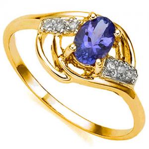 1/2 CT TANZANITE & DIAMOND 10KT SOLID GOLD RING