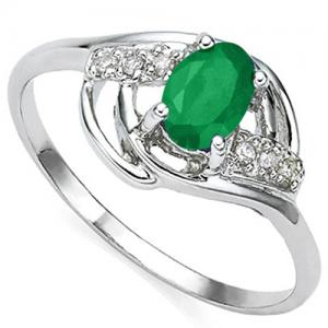 SUPERB ! 0.50 CT LAB GROWN ZAMBIAN EMERALD & LAB GROWN DIAMOND 14KT SOLID GOLD RING