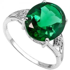 LUXURIANT ! 4.14 CT EUROPEAN EMERALD & GENUINE DIAMOND 10KT SOLID GOLD RING