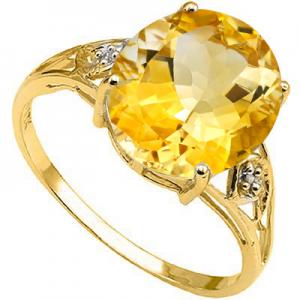 AWESOME ! 4.45 CT CITRINE & GENUINE DIAMOND 10KT SOLID GOLD RING