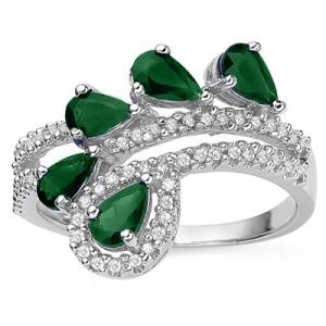 LUXURY COLLECTION ! 1.10 CT EUROPERAN EMERALD & 1/3 CT GENUINE DIAMOND 10KT SOLID GOLD RING