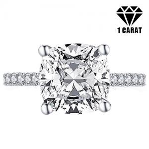 (CERTIFICATE REPORT) 1.00 CT DIAMOND MOISSANITE (D/VVS) & DIAMOND SOLITAIRE 10KT SOLID GOLD ENGAGEMENT RING