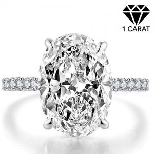 (CERTIFICATE REPORT) 1.50 CT DIAMOND MOISSANITE (OVAL BRILLIANT CUT/VVS) & DIAMOND SOLITAIRE 10KT SOLID GOLD ENGAGEMENT RING