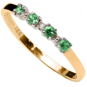 VS CLARITY ! EUROPEAN EMERALD & GENUINE DIAMOND 10KT SOLID GOLD BAND RING