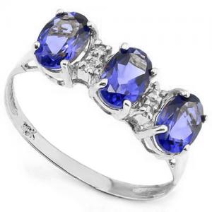 FANTASTIC ! 1.30 CT TANZANITE & DIAMOND 10KT SOLID GOLD RING