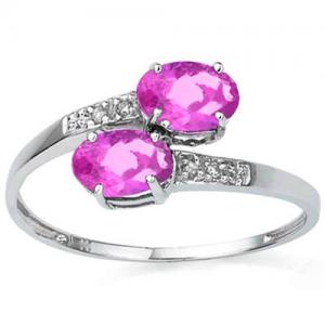 AWESOME ! 1.00 CT IMPERIAL PINK TOPAZ & DIAMOND 10KT SOLID GOLD RING