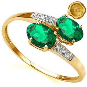 VS CLARITY ! 1.00 CT EUROPEAN EMERALD & GENUINE DIAMOND 10KT SOLID GOLD RING