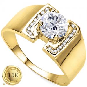RING SIZE 9 ! 1.13 CT LAB GROWN DIAMOND (ROUND BRILLIANT CUT/VS) 10KT SOLID GOLD ENGAGEMENT MENS RING