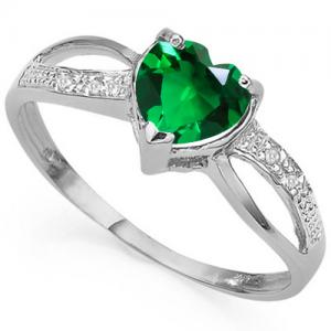 SUPERB ! 1/2 CT EUROPEAN EMERALD & GENUINE DIAMOND 10KT SOLID GOLD RING