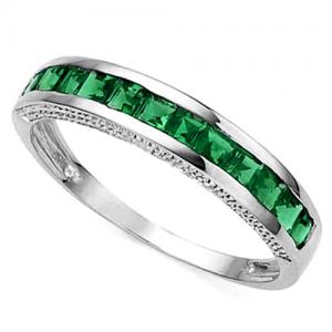 IDEAL ! 2/3 CT LAB GROWN ZAMBIAN EMERALD 10KT SOLID GOLD BAND RING