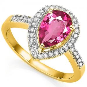 VS CLARITY ! 2.20 CT IMPERIAL PINK TOPAZ & 1/5 CT GENUINE DIAMOND 10KT SOLID GOLD RING