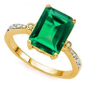 VS CLARITY ! 2.36 CT EUROPEAN EMERALD & DIAMOND 10KT SOLID GOLD RING