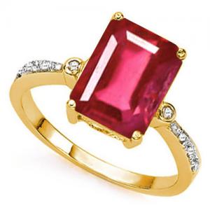 FOXY ! 2.35 CT EUROPEAN RUBY & GENUINE DIAMOND 10KT SOLID GOLD RING