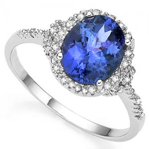 ALLURING ! 4.06 CT LAB TANZANITE & GENUINE DIAMOND 10KT SOLID GOLD RING