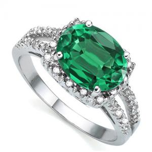 VS CLARITY ! 2.00 CT EUROPERAN EMERALD & 1/5 CT GENUINE DIAMOND 10KT SOLID GOLD RING