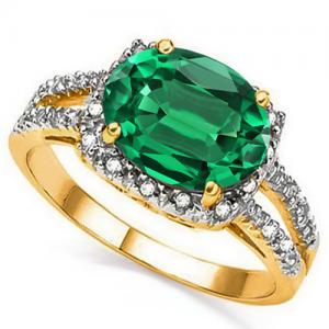 VS CLARITY ! 2.00 CT EUROPERAN EMERALD & 1/5 CT GENUINE DIAMOND 10KT SOLID GOLD RING
