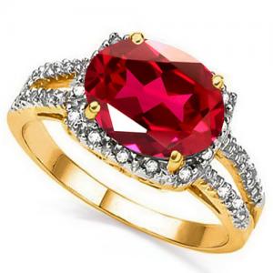 VS CALRITY ! 2.50 CT EUROPEAN RUBY & 1/5 CT GENUINE DIAMOND  10KT SOLID GOLD RING