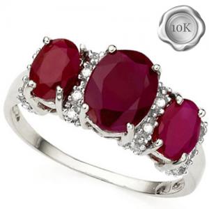 ADORABLE ! 2.80 CT EUROPEAN RUBY & GENUINE DIAMOND 10KT SOLID GOLD RING