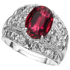 STUNNING ! 2.50 CT  LAB GROWN MOZAMBIQUE RUBY & 4/5 CT GENUINE DIAMOND 14KT SOLID GOLD RING