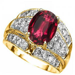 FANTASTIC ! 2.50 CT LAB GROWN MOZAMBIQUE RUBY & 4/5 CT GENUINE DIAMOND 14KT SOLID GOLD RING