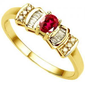 MARVELOUS ! 1/3 CT EUROPEAN RUBY & GENUINE DIAMOND 10KT SOLID GOLD RING