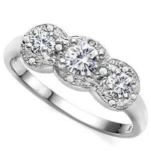 VVS CLARITY ! 3/4 CT DIAMOND MOISSANITE & DIAMOND 10KT SOLID GOLD ENGAGEMENT RING