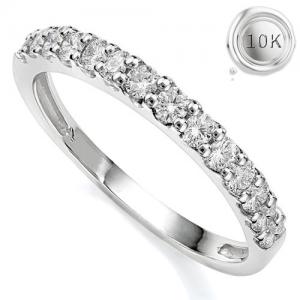 Guaranteed lowest price on Internet ! Band Ring - 10 kt. White gold - 1/2 ct. tw. Genuine Round Brilliant Cut Diamond (Lab-grown) - E-F VS-SI