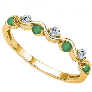 VVS CLARITY ! EUROPEAN EMERALD & LAB GROWN DIAMOND 10KT SOLID GOLD ENGAGEMENT RING